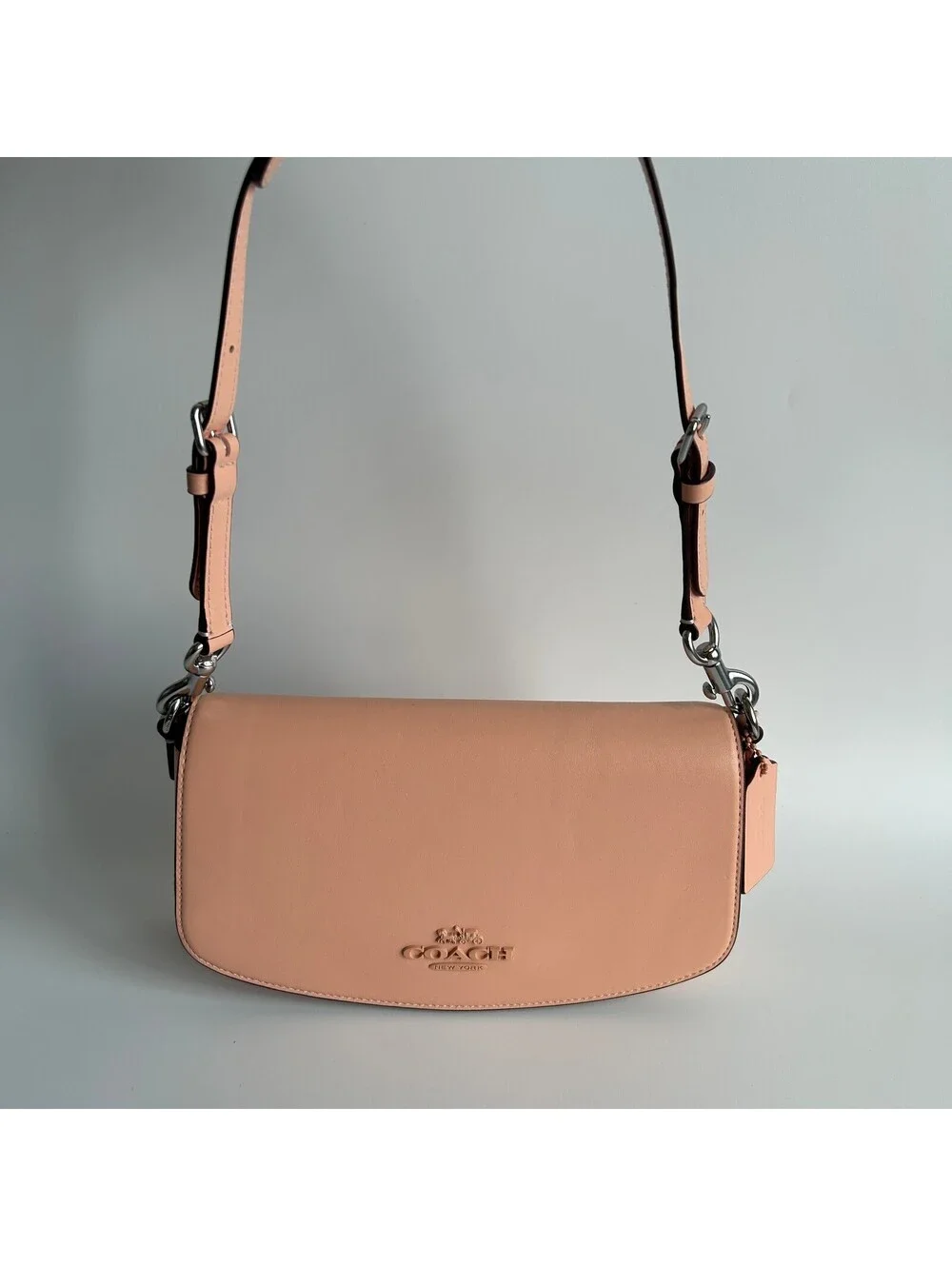 Coach Andrea Shoulder Bag Faded Blush Peach Smooth Leather Flap CT768